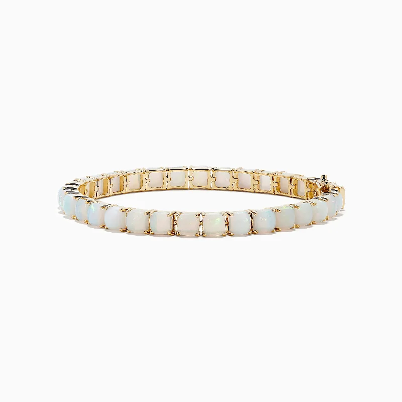 Vintage-inspired bracelets for a classic look-Aurora 14K Yellow Gold Opal Tennis Bracelet 17.40 TCW