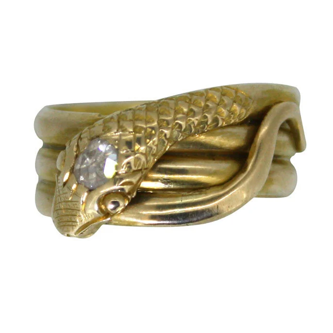 Custom logo rings for corporate gifts-Victorian Diamond Snake Ring