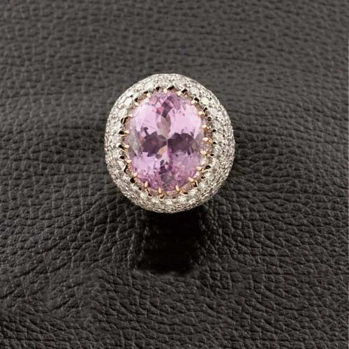 Adjustable rings for a perfect fit-Kunzite & Diamond Estate Cocktail Ring