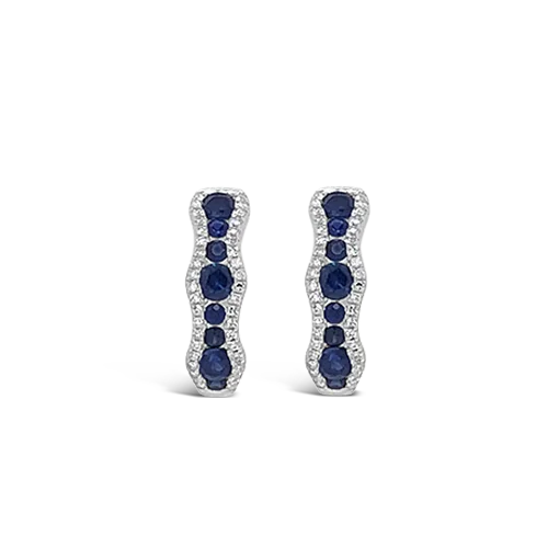 Designer earrings for high-end fashion lovers-Sapphire & Diamond Hoop Earrings