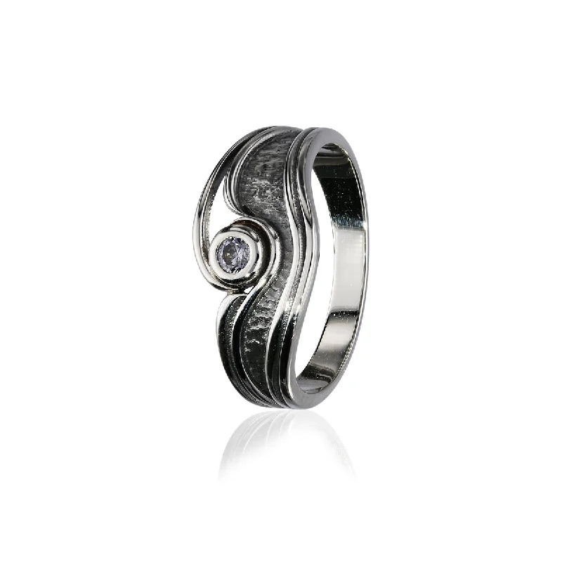 Men’s rings with unique designs-Tide Silver Ring CR188