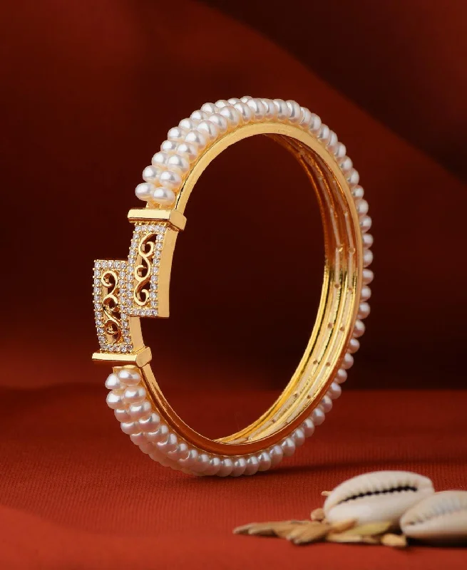 Elegant pearl bangles for sophisticated style-Trendy Real Pearl Bangle