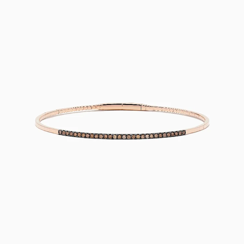 Couples matching bracelets for love and connection-14K Rose Gold Espresso Diamond Bangle