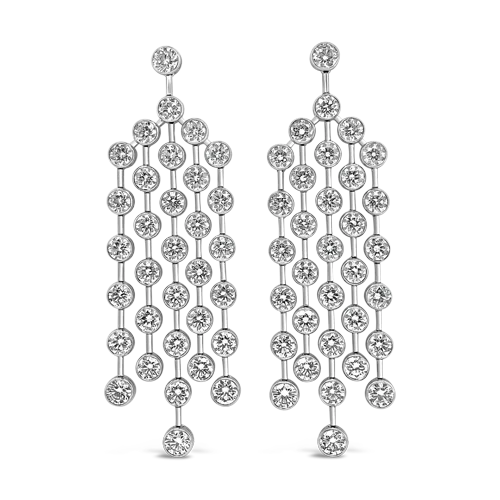 Crystal earrings with sparkling accents-Round Diamond Dangle Earrings