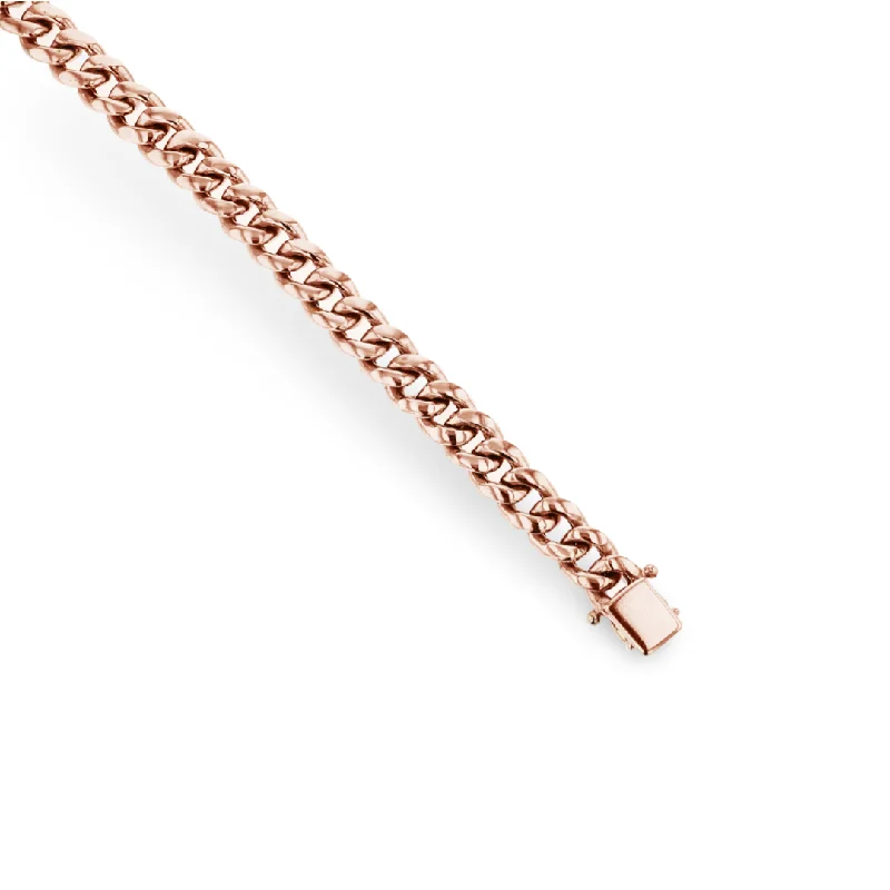 Inspirational bracelets with motivational quotes-14KT ROSE GOLD 10MM MEN'S CURB LINK BRACELET