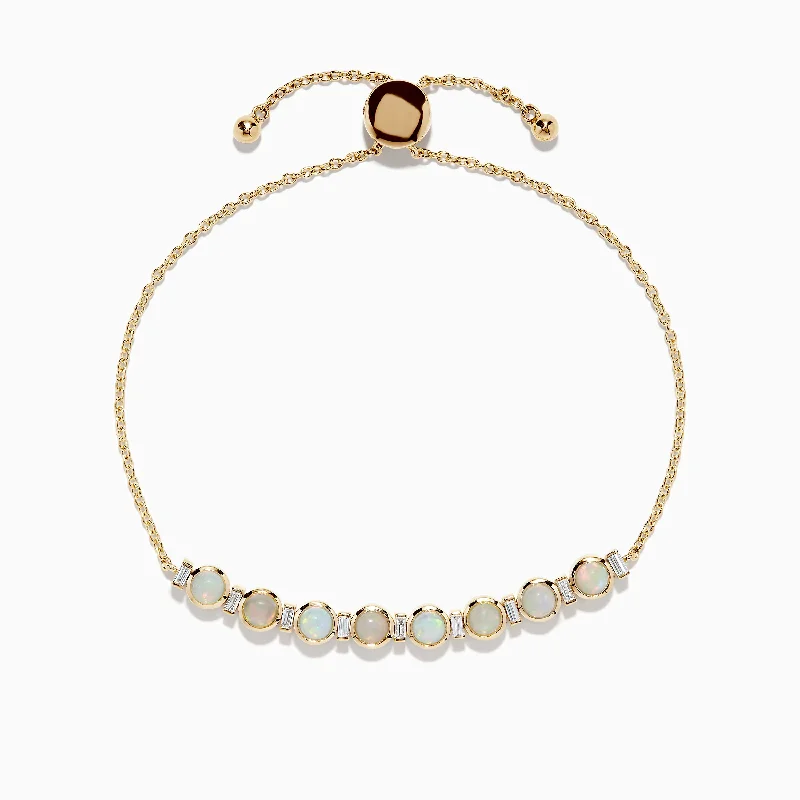 Simple minimalist bracelets for modern style-Aurora 14K Yellow Gold Opal Bolo Bracelet 1.81 TCW