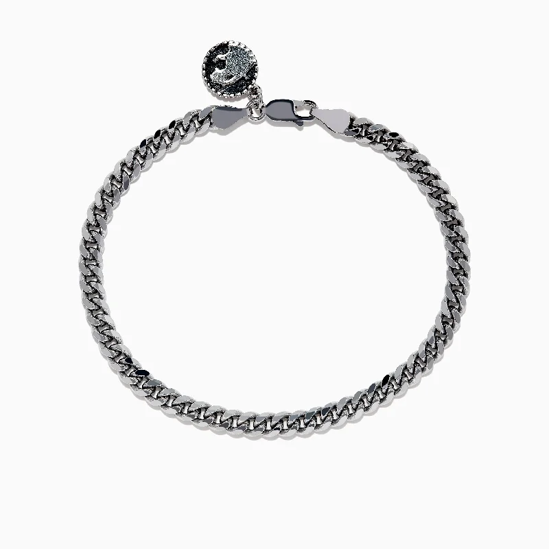 Silver link bracelets for a polished look-925 Men's Sterling Silver Curb Chain Link Bracelet