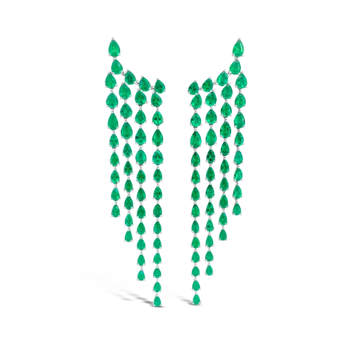 Silver earrings with contemporary designs-Emerald Cascade Earrings