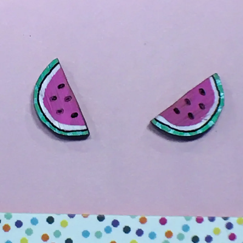 Personalized name earrings for a fun, trendy gift-Studs: Watermelon