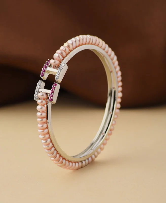 Traditional bangles for cultural celebrations-Trendy Real Pearl Bangle