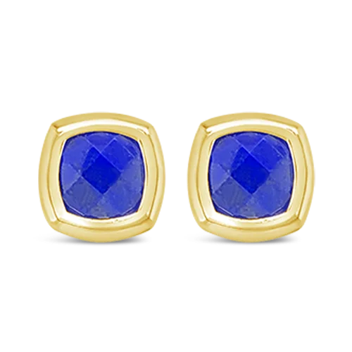 Custom name earrings for unique gifts-Lapis & Gold Earrings