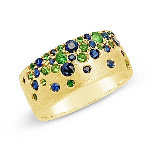 Diamond eternity bands for everlasting elegance-Tsavorite & Sapphire Ring