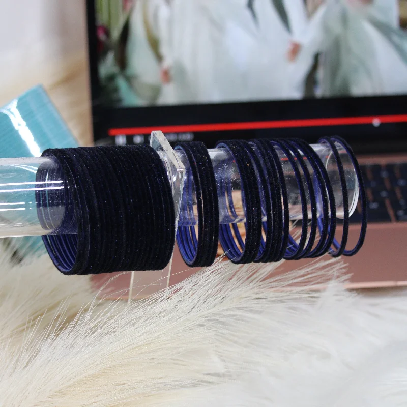 Traditional bangles for cultural celebrations-Velvet Plain - Dark Blue