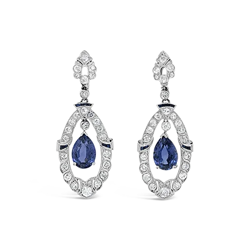 Colorful statement earrings for fashion-forward looks-Sapphire & Diamond Dangle Earrings