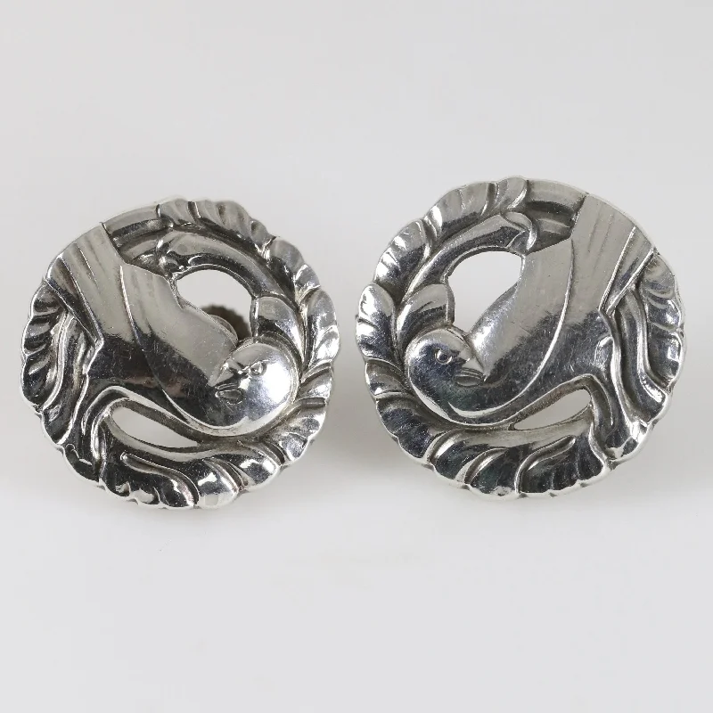 Custom heart-shaped earrings for romantic gifts-Vintage Georg Jensen Jewelry | Kristian Mohl-Hansen Dove Earrings 66 Denmark