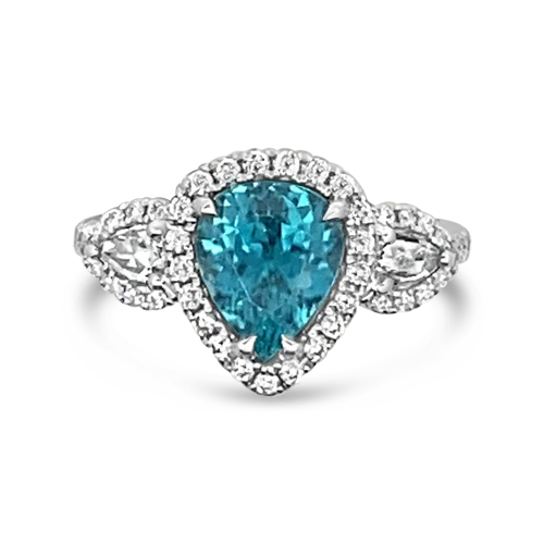 Geometric rings for a modern and chic style-Blue Zircon & Diamond Ring