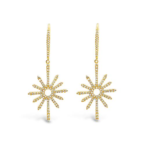 Intricate hoop earrings for a standout accessory-Diamond Sunburst Dangle Earrings