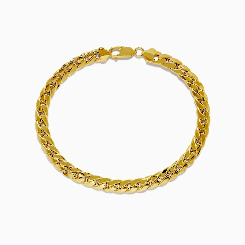 Adjustable clasp bracelets for comfort and style-14K Yellow Gold 9" Cuban Chain Link Bracelet