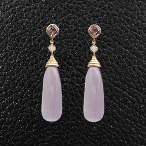 Boho-style earrings for free-spirited fashion-Amethyst & Diamond Dangle Earrings