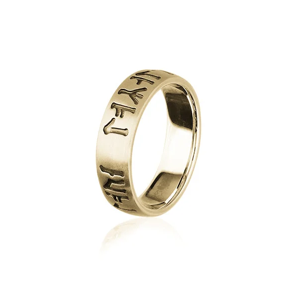 Custom rings with intricate designs for unique gifts-Runic Gold Ring GXR339