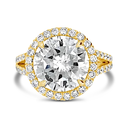 High-quality diamond rings for luxury moments-Diamond Ring with Halo of Round Diamonds