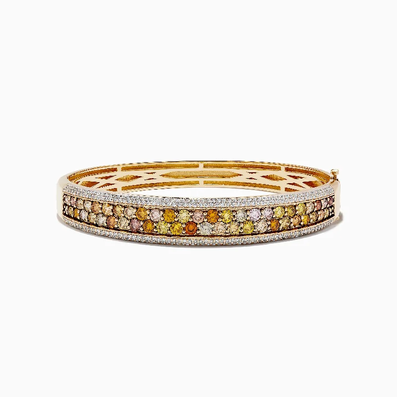 Unique statement bracelets for fashion-forward looks-14K Yellow Gold Multi Color Diamond Bangle