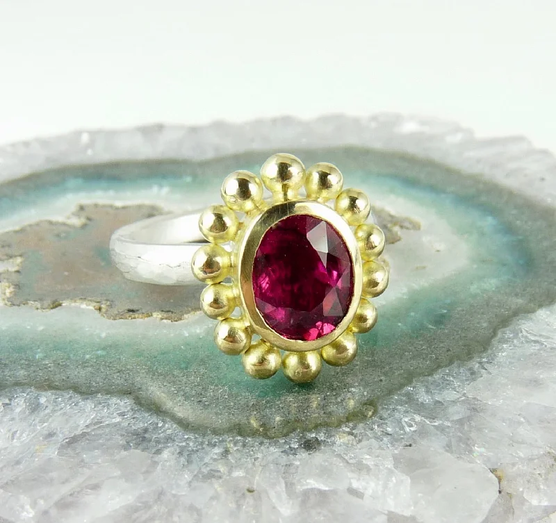 Vintage rings with antique designs-Rubellite Tourmaline Courtesan Ring