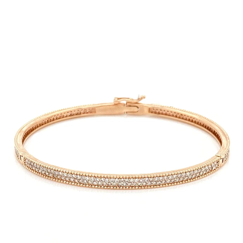 Colorful gemstone bangles for vibrant fashion-14K Rose Gold Diamond Pave Bangle