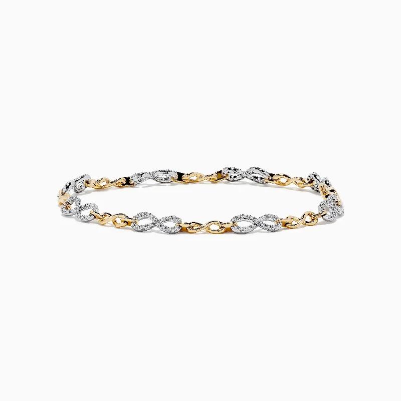 Couples matching bracelets for love and connection-Duo 14K Two Tone Gold Diamond Infinity Tennis Bracelet 0.53 TCW