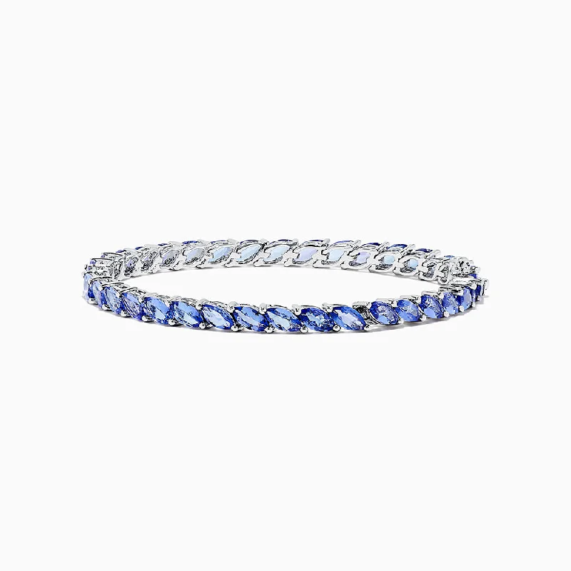 Custom charm bracelets for unique designs-925 Sterling Silver Tanzanite Bracelet, 10.00 TCW