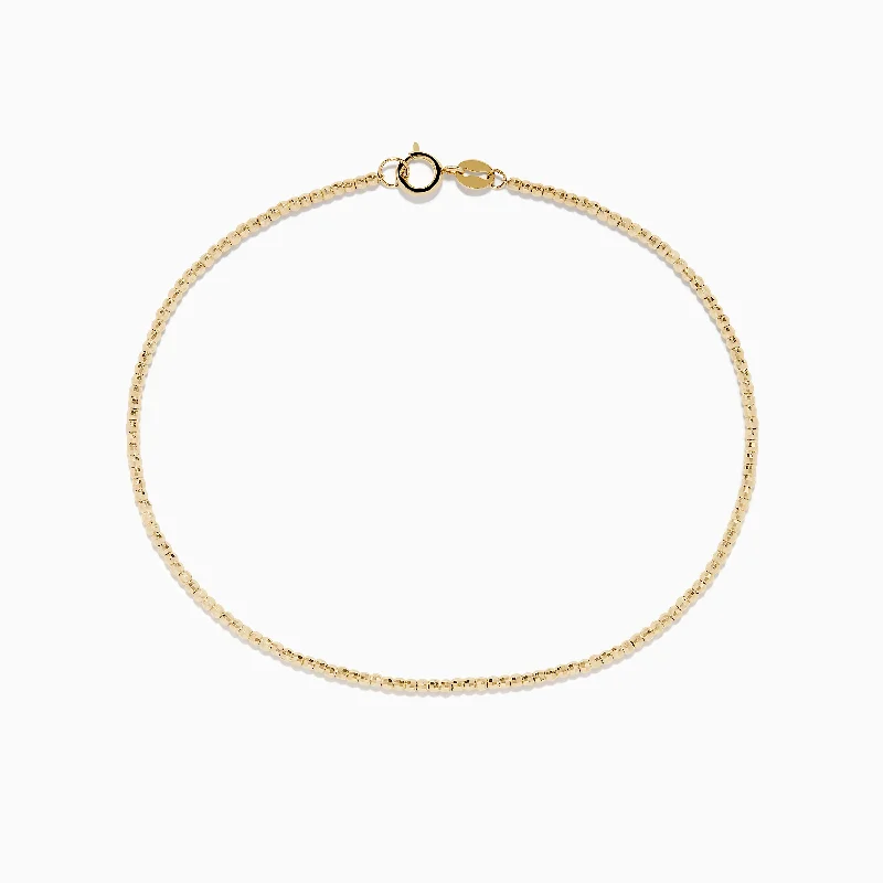 Simple bangle bracelets for minimalistic style-14K Yellow Gold Bead Bracelet