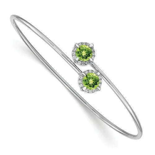 Designer bangles for high-end jewelry collections-14KT White Gold .90 CTW Peridot & .12 CTW Diamond Flex Bangle Bracelet