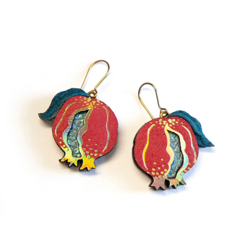 Custom-made earrings for wedding parties-ENCHANTED POMEGRANATE . earrings