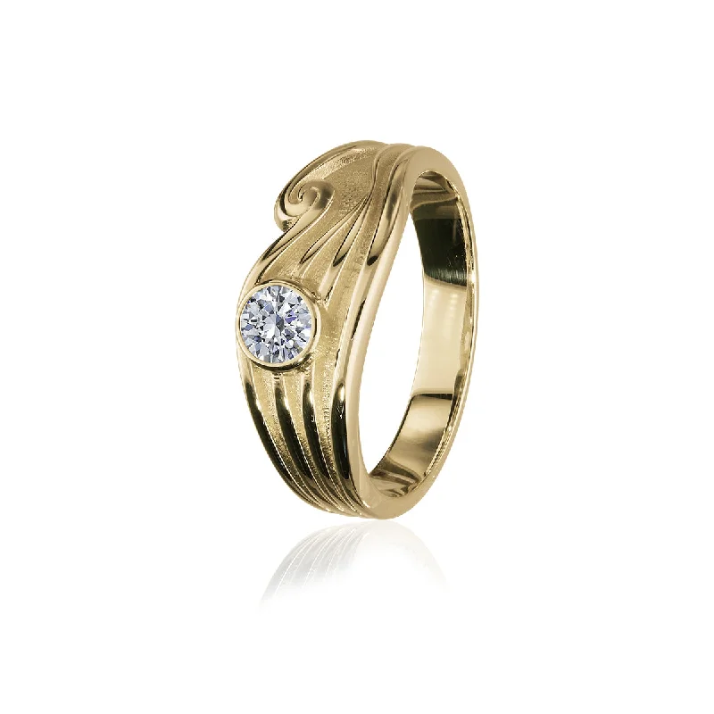 Geometric rings for modern jewelry lovers-Tide Gold Ring GCR184