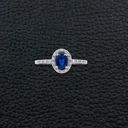 Engagement rings with halo settings for sparkle-Sapphire & Diamond Ring