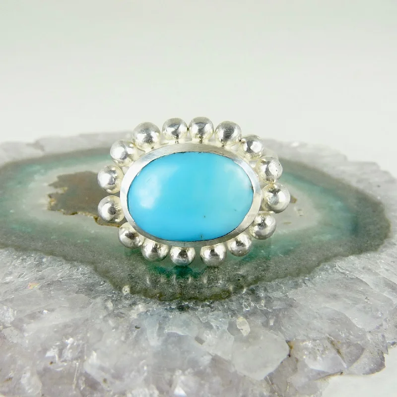 Personalized ring sets for special occasions-Silver and Turquoise Courtesan ring