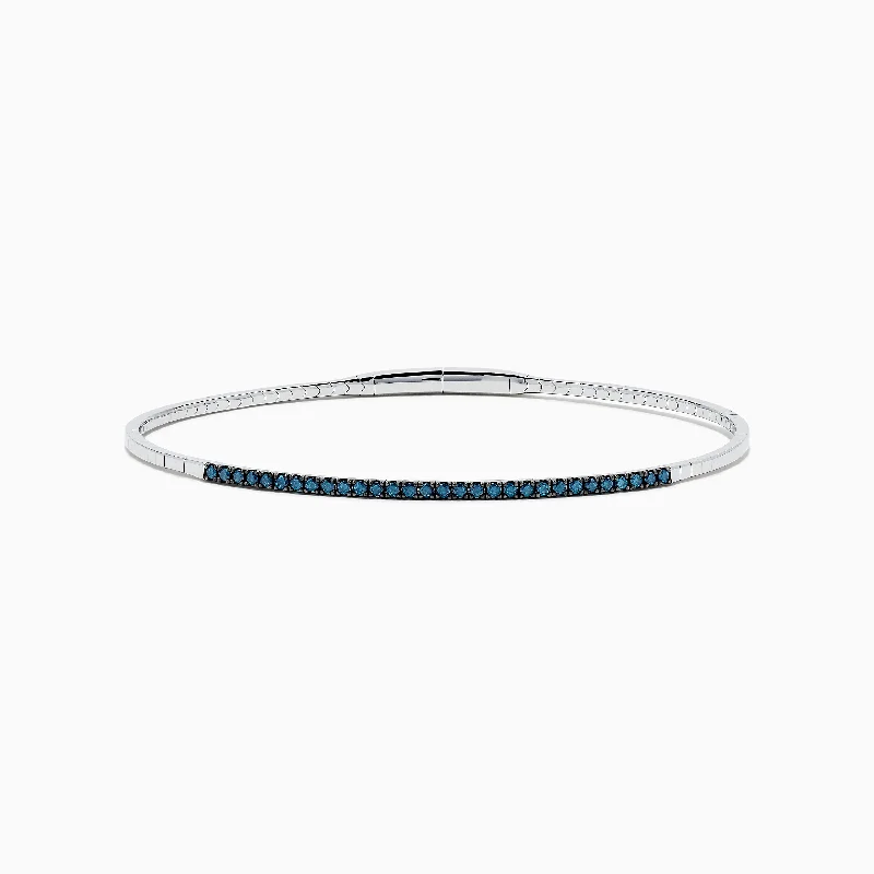 Infinity bracelets for eternal love-Bella Bleu 14K White Gold Blue Diamond Bangle