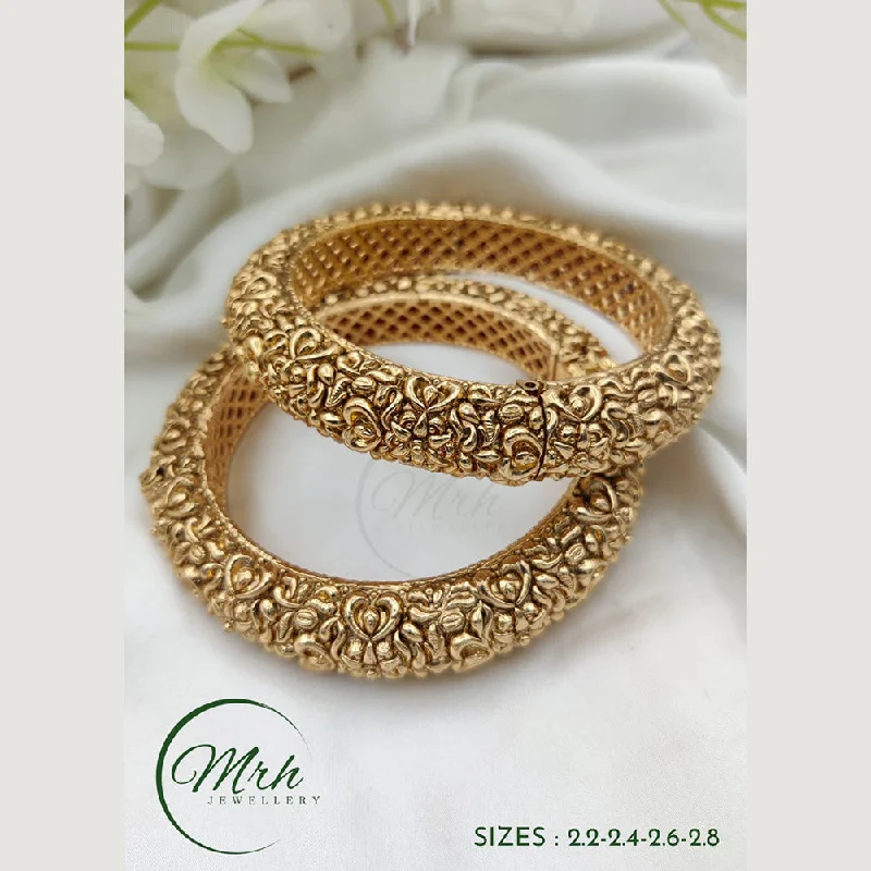 Classic pearl bangles for timeless beauty-Jewel Addiction Copper Gold Plated Bangles Set