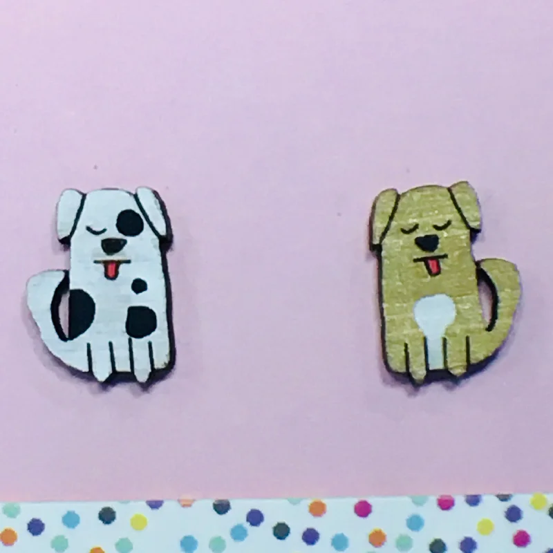 Custom-made earrings for wedding parties-Studs: Dogs