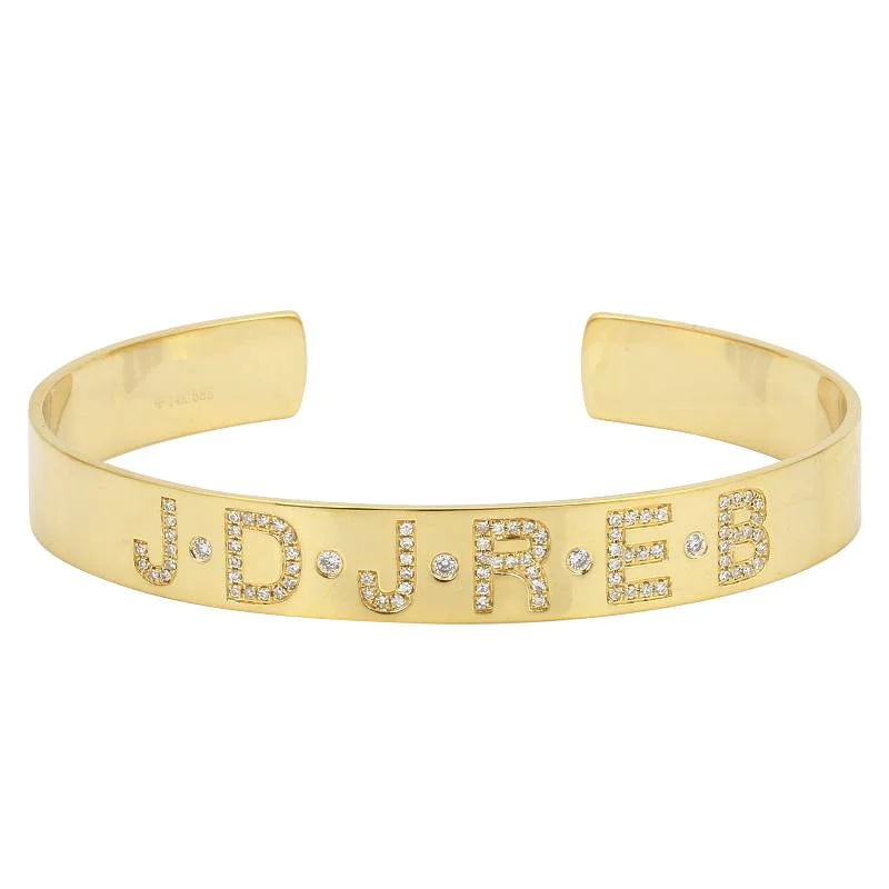 Custom birthstone bangles for meaningful gifts-14K Yellow Gold Personalized Bangle