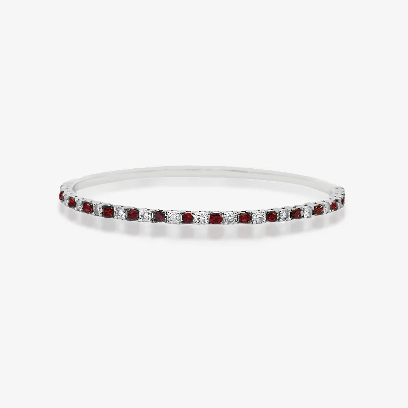 Colorful gemstone bracelets for vibrant fashion-1/2 Way Ruby & Diamond Flex Bangle Bracelet