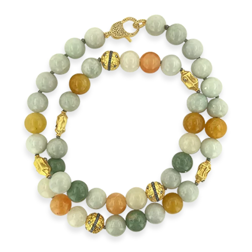 Dainty diamond necklaces for elegant simplicity-Multi-color Jade Bead Necklace