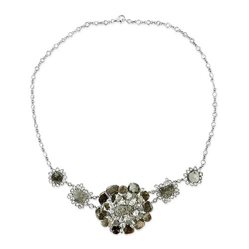 Vintage-style necklaces for classic elegance-Diamond Slice Flower Necklace