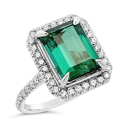 Custom wedding rings for personalized vows-Tourmaline & Diamond Ring