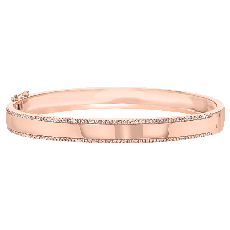 Multi-tone bangles for mixed metal fashion-14KT ROSE GOLD 0.40 CTW DIAMOND BANGLE BRACELET