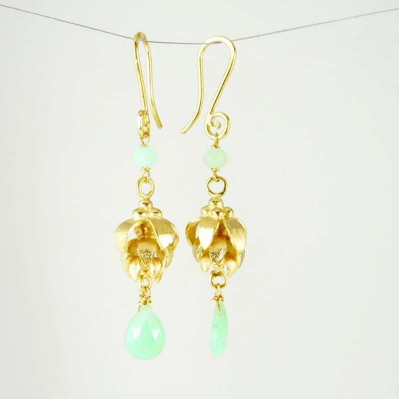 Flower-shaped earrings for a delicate touch-Anoop Chrysoprase Earrings