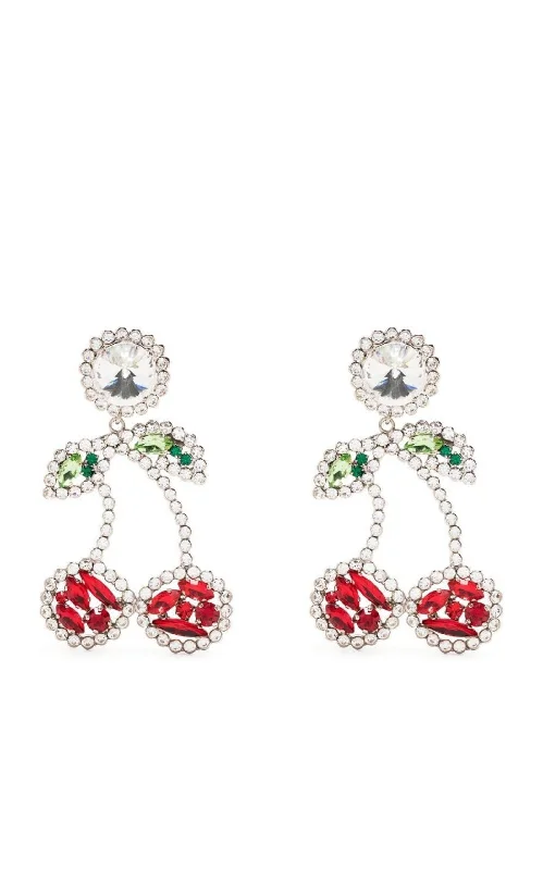 Abstract-shaped earrings for a bold style-Cherry Crystal Clip-On Earrings