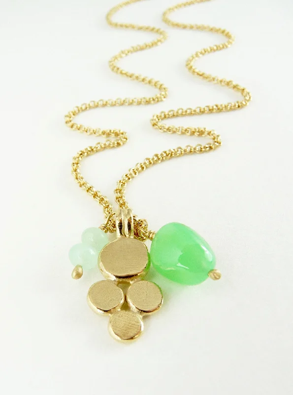 Rose gold necklaces for a romantic style-Long Chunky Darcy With Chrysoprase