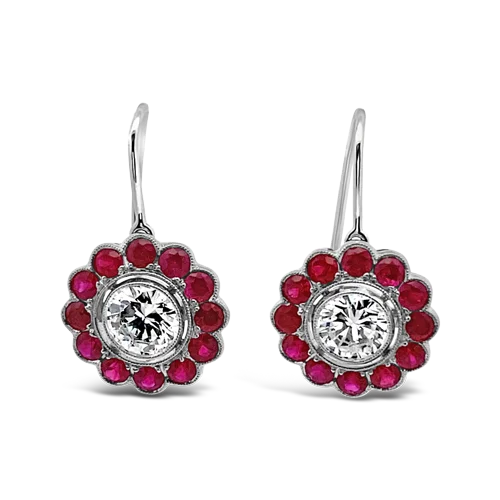 Delicate gold earrings for minimalist appeal-Ruby & Diamond Earrings