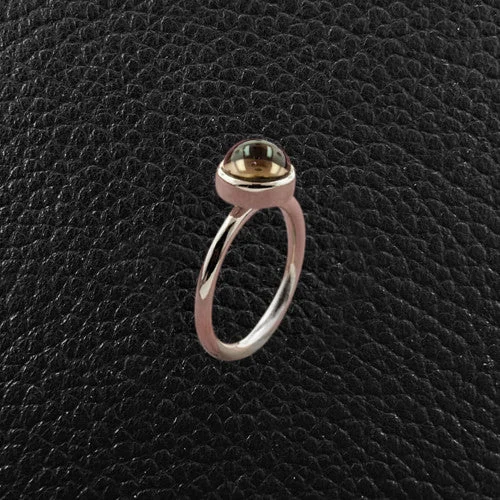 Geometric rings for a modern and chic style-Cabochon Smokey Topaz Ring